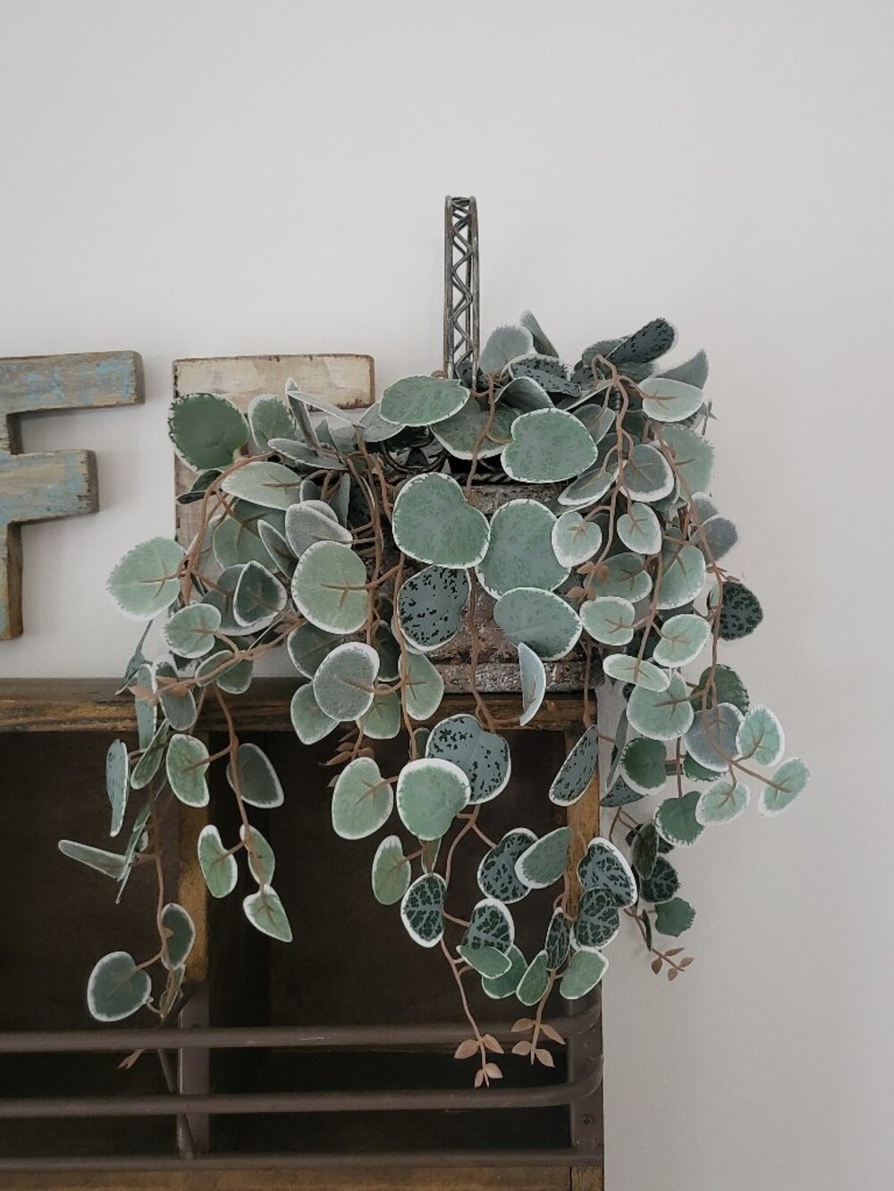 Artificial Hanging Potted Plant Faux Eucalyptus Greenery Lot of 2